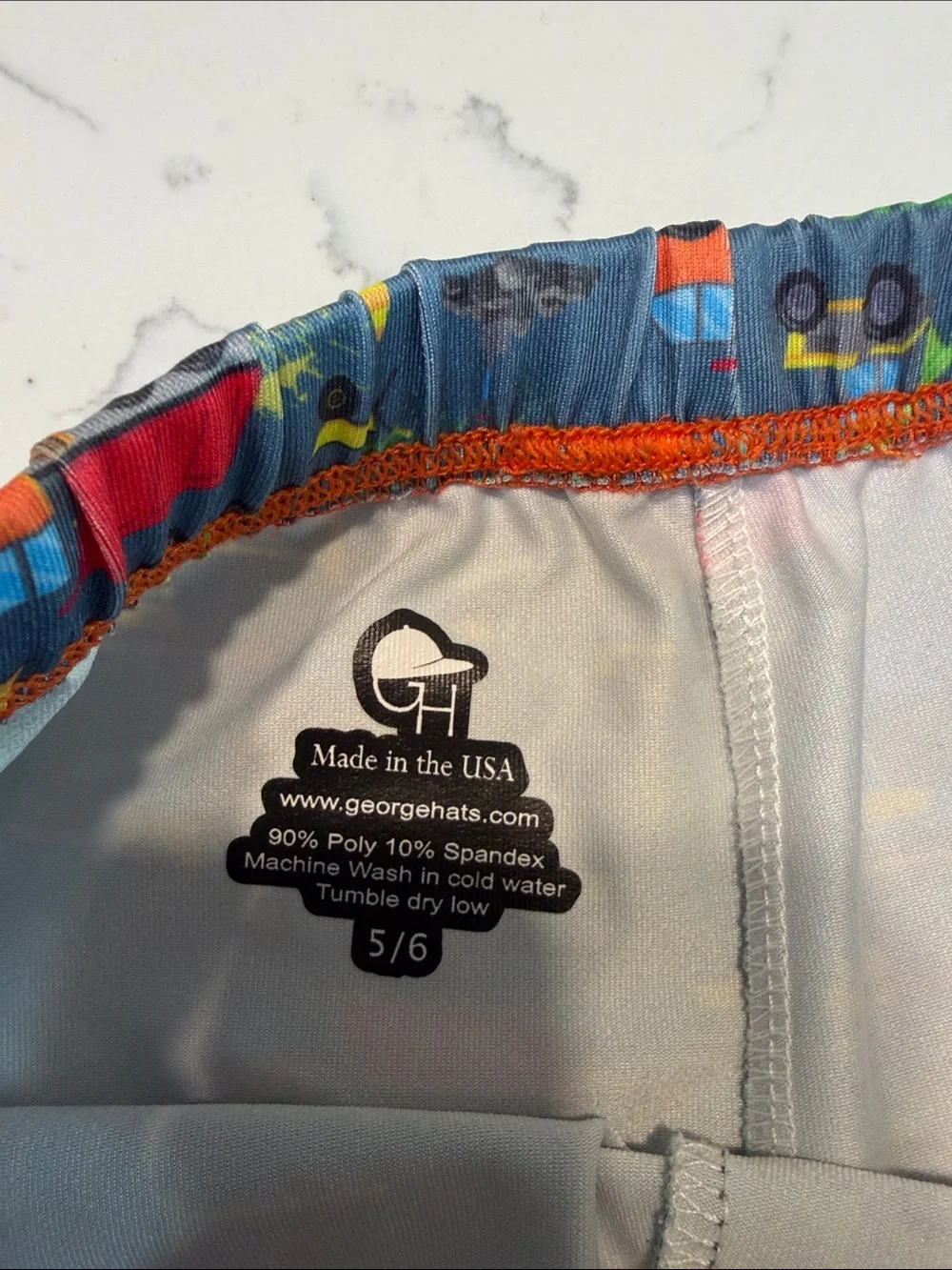 Kids Construction Print Swim Shorts - Blue & Orange George Hats size 5/6